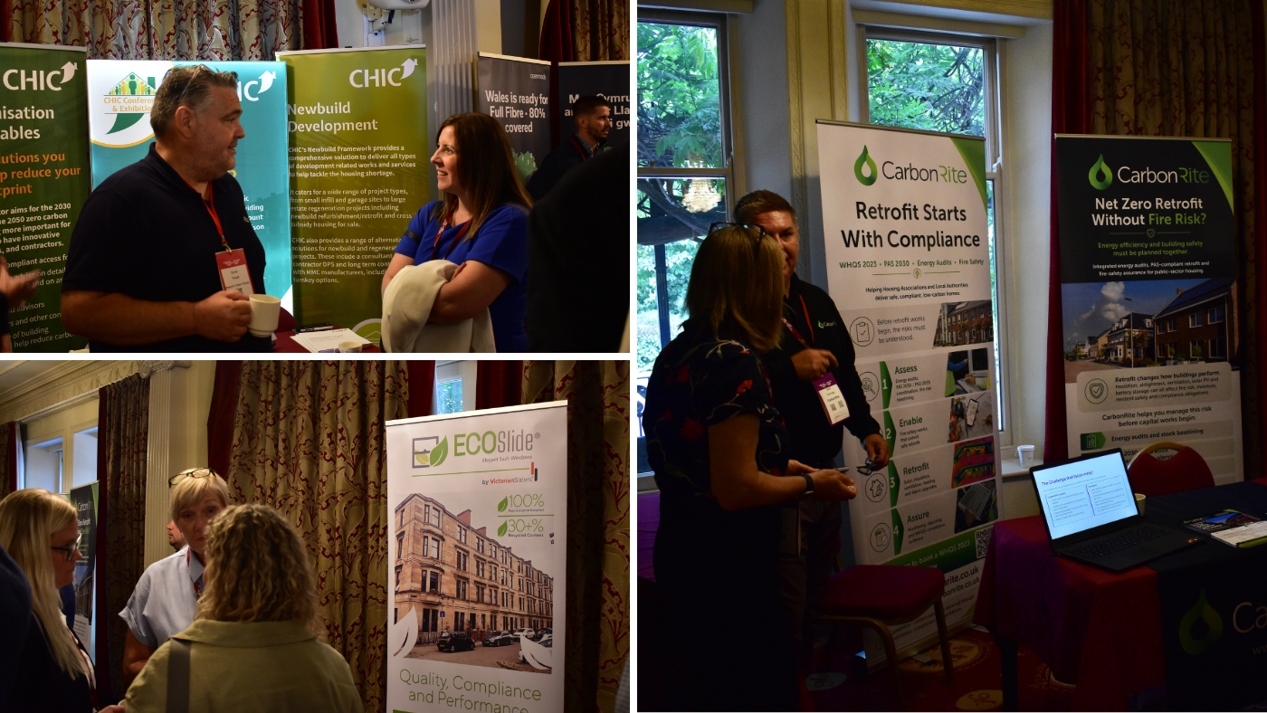 Collage of three images depicting a mix of sponsors and delegates at one of the recent CHC conferences